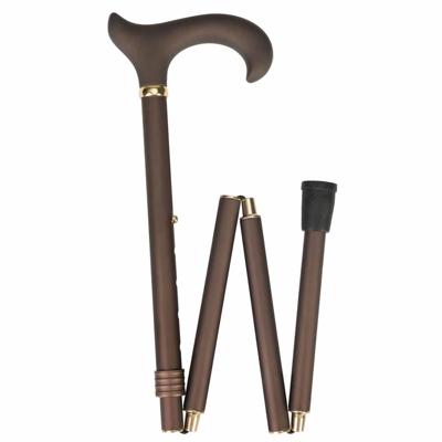 Luxe opvouwbare wandelstok Brons met soft Derby handvat 83 - 95 cm Luxe opvouwbare wandelstok Brons met soft Derby handvat 83 - 95 cm