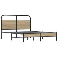 Bedframe zonder matras bewerkt hout gerookt eiken 135x190 cm - thumbnail