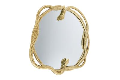 Decoratieve spiegel SNAKE XL 85cm goudkleurig metalen slangenbeeld - 45432