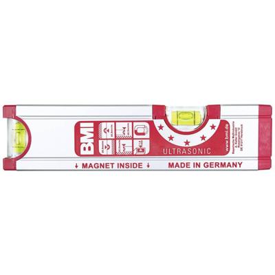 Waterpas ULTRASONIC 20 cm aluminium zilver ± 0,5mm/m met magneet BMI