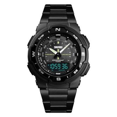 SKMEI 1370 multifunctionele mannen Outdoor Sports Noctilucent waterdicht RVS digitale polshorloge (zwart)