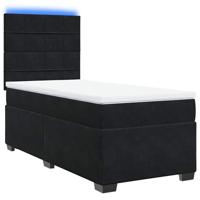 Boxspring met matras fluweel zwart 90x190 cm - thumbnail