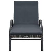 Ligbedden met tafel poly rattan antraciet - thumbnail