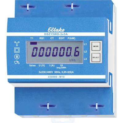 Eltako DSZ15WD-3x5A MID 28305015 kWh-meter 3-fasen met S0-interface Digitaal 5 A Conform MID: Ja 1 stuk(s) Eltako DSZ15WD-3x5A MID 28305015 kWh-meter 3-fasen met S0-interface Digitaal 5 A Conform MID: Ja 1 stuk(s)