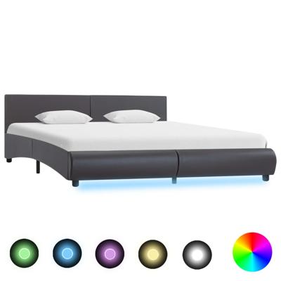 Bedframe met LED kunstleer grijs 180x200 cm Bedframe met LED kunstleer grijs 180x200 cm