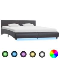 Bedframe met LED kunstleer grijs 180x200 cm - thumbnail