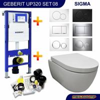 Geberit Up320 Toiletset 08 Aqua Royal Easyflush Rimfree 48 cm Compact Met Sigma Drukplaat - thumbnail