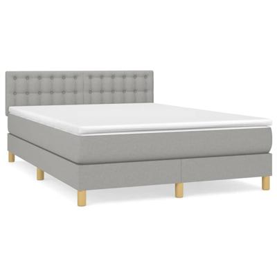 Boxspring met matras stof lichtgrijs 140x190 cm