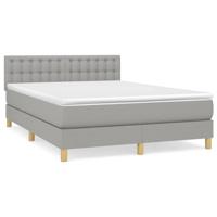 Boxspring met matras stof lichtgrijs 140x190 cm - thumbnail