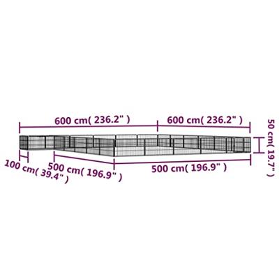Hondenkennel 24 panelen 100x50 cm gepoedercoat staal zwart