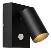 Lucide TAYLOR - Wandspot / Wandlamp Binnen/Buiten - 1xGU10 - IP54 - Bewegingssensor - Zwart - thumbnail