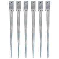 Grondpinnen 6 st 7x7x90 cm gegalvaniseerd staal zilverkleurig - thumbnail