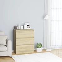 Dressoir 60x35x76 cm bewerkt hout sonoma eikenkleurig - thumbnail