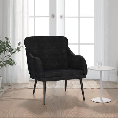Fauteuil 63x76x80 cm fluweel zwart Fauteuil 63x76x80 cm fluweel zwart