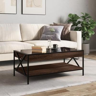 Salontafel met Infinity LED 90x50x38 cm bruin eikenkleurig