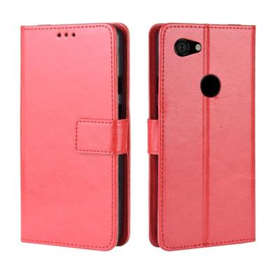Retro Crazy Horse textuur horizontale Flip lederen case voor Google pixel 3a XL met houder & kaartsleuven & fotolijstjes (rood)