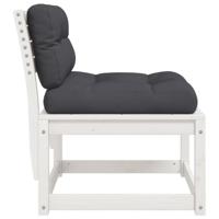 Tuinbanken met kussens 2 st massief grenenhout wit - thumbnail