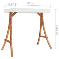 VidaXL Schommelframe met crèmekleur dak gebogen hout met teakafwerking - thumbnail