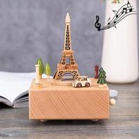 Eiffel toren vorm Home decor originaliteit houten muzikale dozen - thumbnail