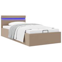 Bedframe met opslag en LED kunstleer cappuccino 90x200 cm - thumbnail