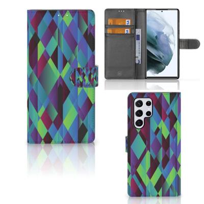 Samsung Galaxy S22 Ultra | Book Case | Abstract Green Blue Samsung Galaxy S22 Ultra | Book Case | Abstract Green Blue