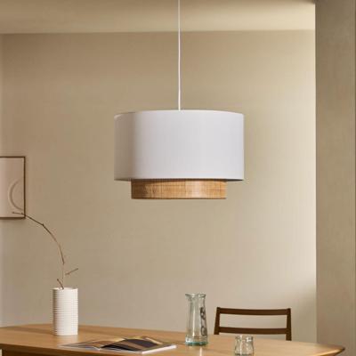 Kave Home Lampenkap 'Erna' Bamboe en stof, Ø60cm