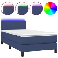 Boxspring met matras en LED stof blauw 160x200 cm - thumbnail
