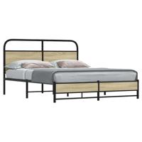 Bedframe zonder matras metaal sonoma eikenkleurig 160x200 cm - thumbnail