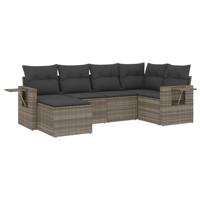 7-delige Loungeset met kussens poly rattan lichtgrijs - thumbnail