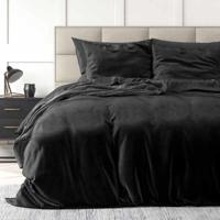 Sleeptime Velvet Uni Dekbedovertrek Zwart 140 x 220 cm - thumbnail