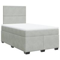 Boxspring met matras fluweel lichtgrijs 120x190 cm - thumbnail