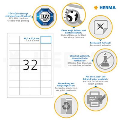 Herma 4200 Universele etiketten 48.3 x 33.8 mm Papier Wit 800 stuk(s) Permanent hechtend Inkjet, Laser (zwart/wit), Laser (kleur), Kopiëren (zwart/wit), Herma 4200 Universele etiketten 48.3 x 33.8 mm Papier Wit 800 stuk(s) Permanent hechtend Inkjet, Laser (zwart/wit), Laser (kleur), Kopiëren (zwart/wit),