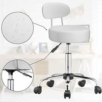 Draaikruk met verchroomd stalen basis + rugleuning wit - thumbnail
