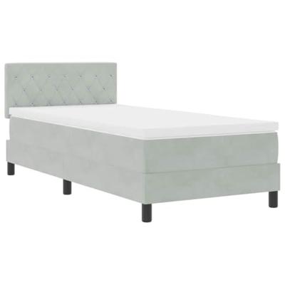 Boxspringbed met matras en LED fluweel lichtgrijs 90x190 cm