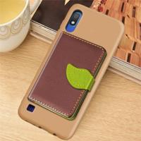 Litchi patroon kaart tas portemonnee beugel + TPU telefoon geval met kaartsleuf portemonnee beugel functie voor Galaxy A10 (bruin) - thumbnail