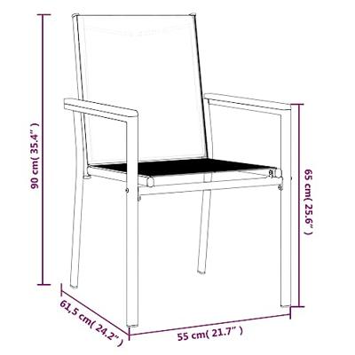 Tuinstoelen 2 st 55x61,5x90 cm textileen en staal zwart