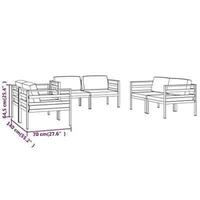 6-delige Loungeset met kussens aluminium antracietkleurig