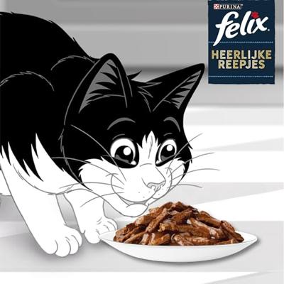 Felix Heerlijke Reepjes Farm Selectie met rund, kip, eend, kalkoen in saus natvoer kat (jumbopack) Per doos (44 x 80 g) - thumbnail