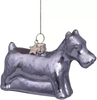 Vondels glazen kerstbal Monopoly hond 9.5cm zilver - thumbnail