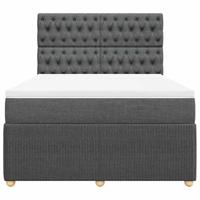 Boxspring met matras stof donkergrijs 140x200 cm - thumbnail