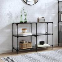 Wandtafel met zwart glazen blad 118,5x30x81 cm staal - thumbnail