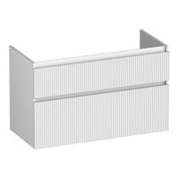 Brauer Delight Wavy - Onderkast - 100 cm - met 2 Softclose Lades Greeploos en 1 Sifon Uitsparing - Mat Wit - thumbnail