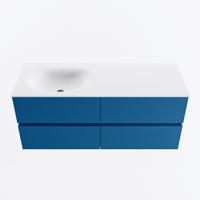 MONDIAZ VICA 120cm badmeubel onderkast Jeans 4 lades. Wastafel MOON links zonder kraangat, kleur Talc. - thumbnail