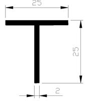 T-profiel alu brute 25x25x2mm (3mtr) - thumbnail