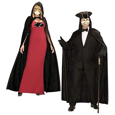 Fluwelen lange zwarte cape 150cm