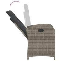 Tuinstoel verstelbaar met kussens poly rattan grijs - thumbnail