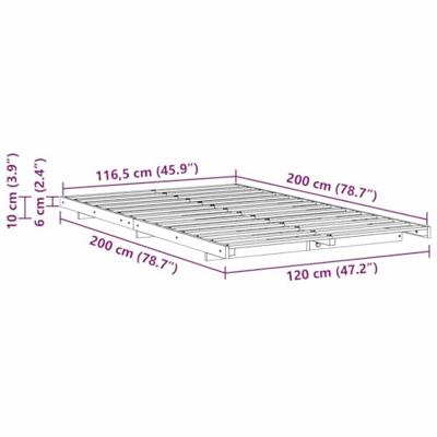 Bedframe Wasbruin 120 x 200 cm Massief grenenhout