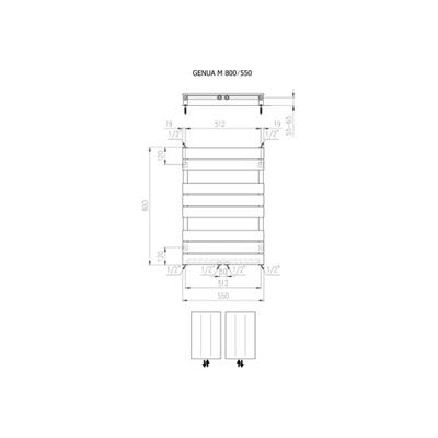 Designradiator BWS Genuo met Middenaansluiting 80 x 55 cm 405 Watt Black Graphite