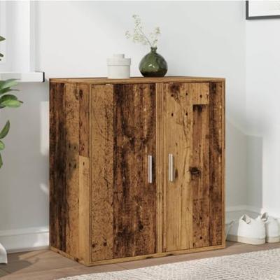 VidaXL Schoenenkasten 2 st 32x35x70 cm bewerkt hout oud houtkleurig VidaXL Schoenenkasten 2 st 32x35x70 cm bewerkt hout oud houtkleurig