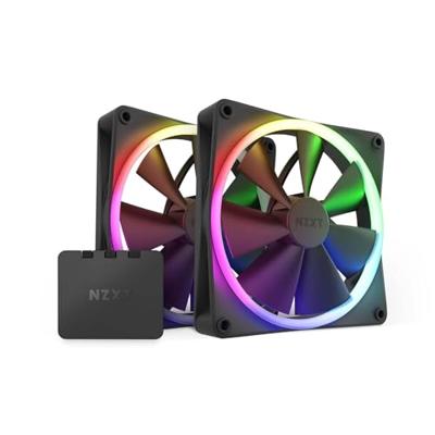 NZXT f140 rgb case fans (zwart, 2 stuks, 140 x 140 x 26 mm, pwm, incl. controller)